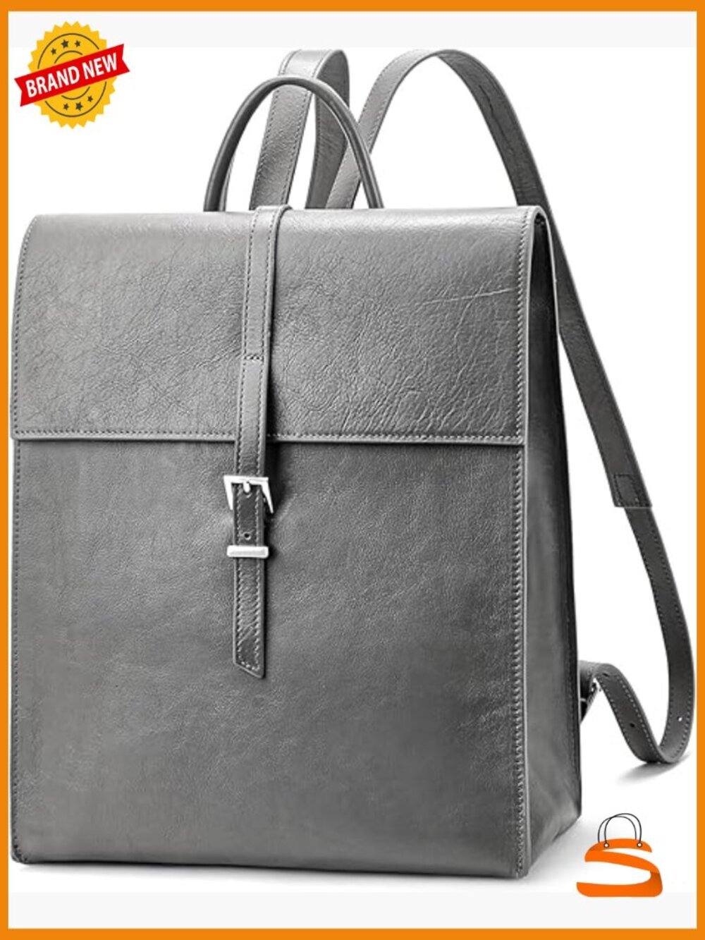 Leather Backpack 14-Inch Laptop Compartment Work Business